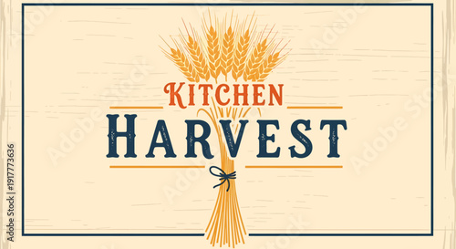 Kitchen Harvest Logo with Wheat Sheaf Design.