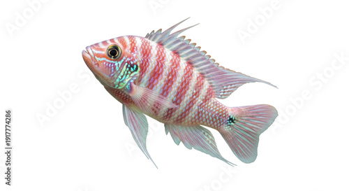 Isolated Herotilapia multispinosa, Rainbow cichlid aquarium fish species from Central America