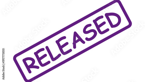 Released stamp icon in purple color on white background