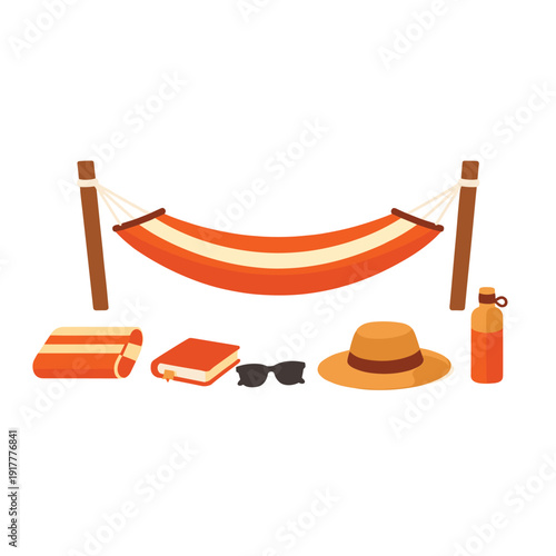 Summer relaxation essentials with hammock