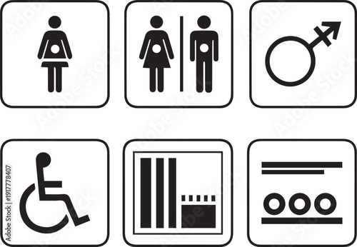 Restroom and accessibility symbols