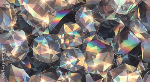 Stunning diamonds with rainbow reflections shining brightly