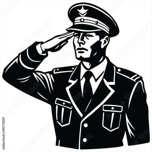 Tactical Soldier Silhouette - Military Special Forces Guard with Rifle Vector