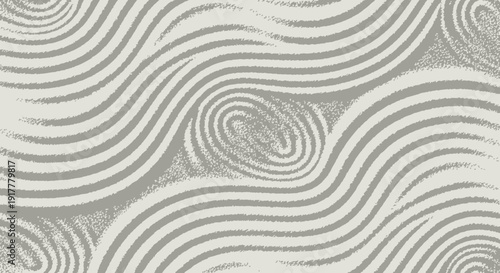 Elegant white sand pattern with wavy lines and circular texture