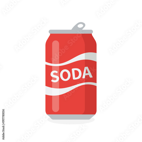 Red Soda Can Vector Illustration with White Wave Design