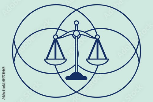 Abstract depiction of balancing scales symbolizing justice and equilibrium, set against a soft background.