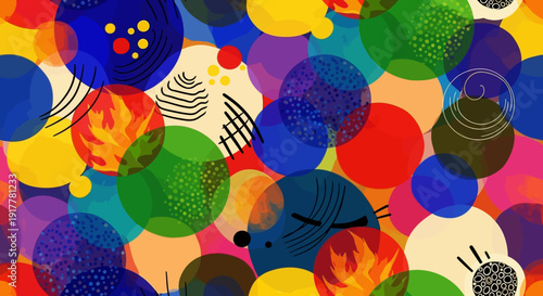 Vibrant colorful abstract background with dynamic overlapping circles