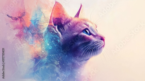 Colorful artistic cat portrait