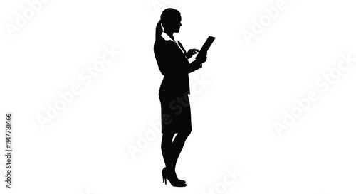 Businesswoman Silhouette Using Digital Tablet