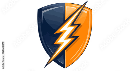 Shield with Lightning Bolt Logo Design.