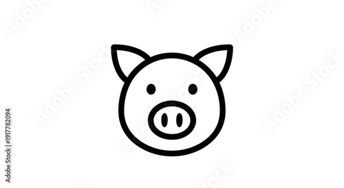 Minimalist black outline icon of a pig's head with snout and ears on a white background.
