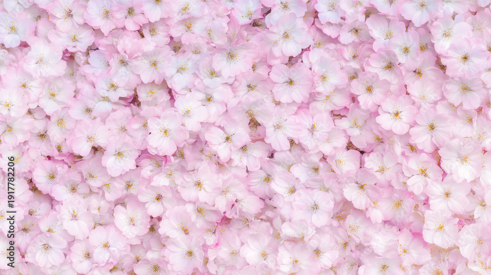Obraz premium Soft pink cherry blossom full frame background, spring floral texture