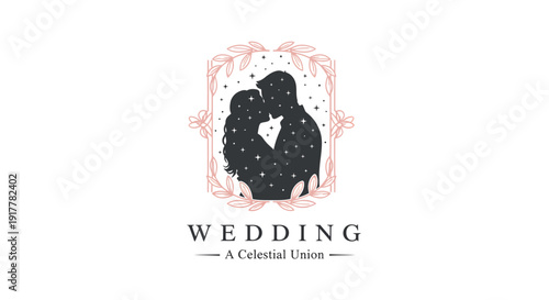 Silhouette of a couple kissing on their wedding day.