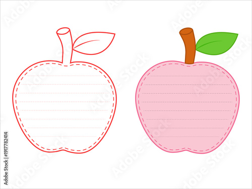 Apple Shape Writing Worksheet for Kids