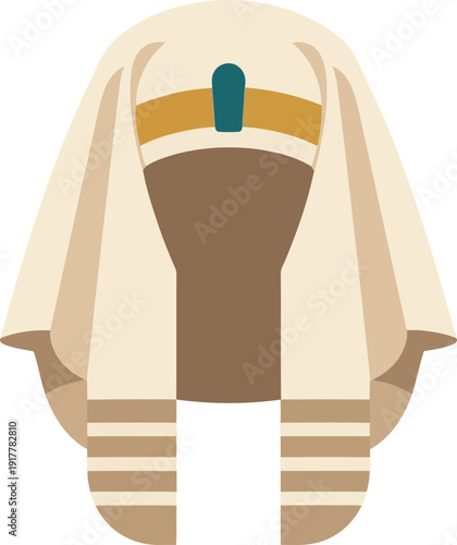 Ancient Egyptian Pharaoh Headdress Icon – Traditional Nemes Headcloth Vector Illustration