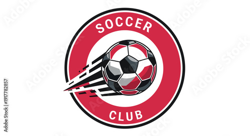 Soccer Club Emblem with Dynamic Ball Motion.