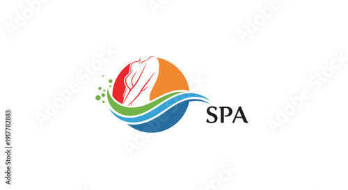 Spa Logo Design with Abstract Elements and Water Waves.
