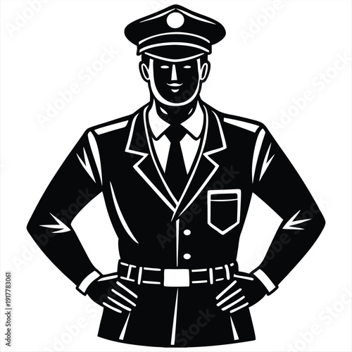 Police Officer Avatar Icon - Minimalist Law Enforcement Vector Illustration