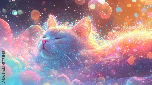 Magical cat bubbles