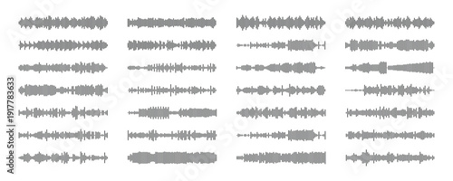Various sound waveforms on white background for audio projects