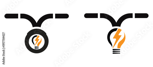 Electric Scooter Handlebars with Integrated Light Bulb Logo, Symbolizing Innovation and Energy, Isolated on Transparent Background