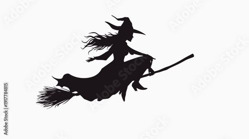 Silhouette of a Witch Flying on a Broomstick (1)