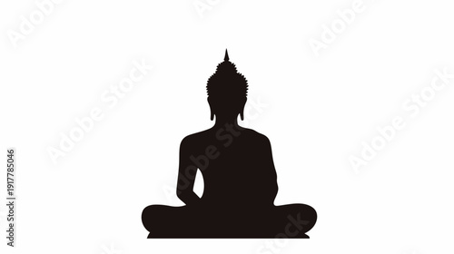 Silhouette of Buddha Meditating in Tranquil Setting