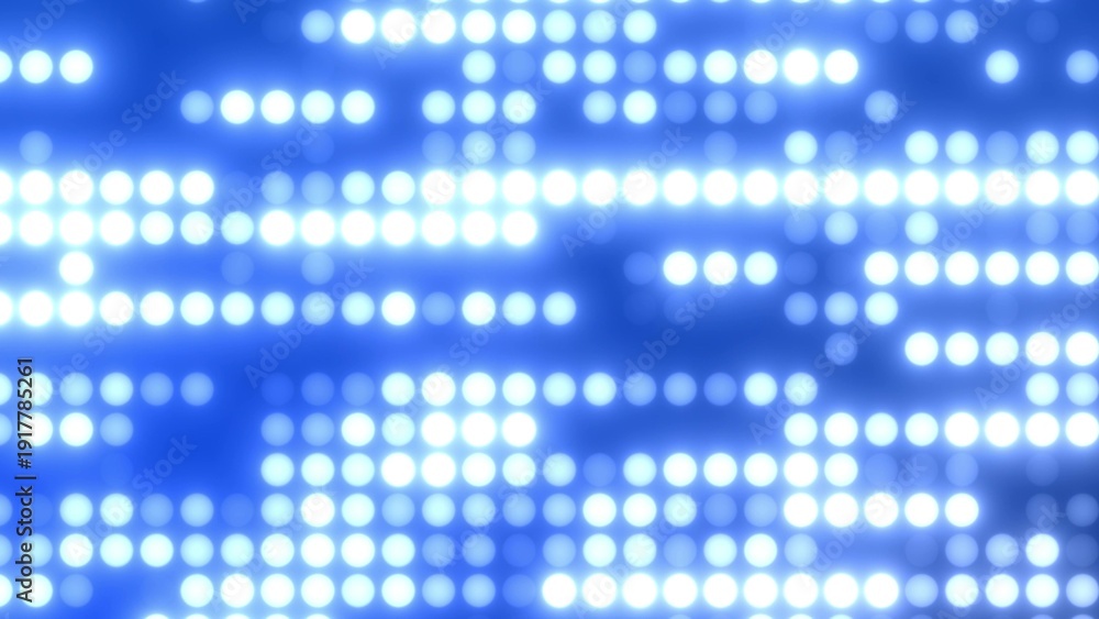 Fototapeta premium Abstract glowing blue LED grid with bright circular lights