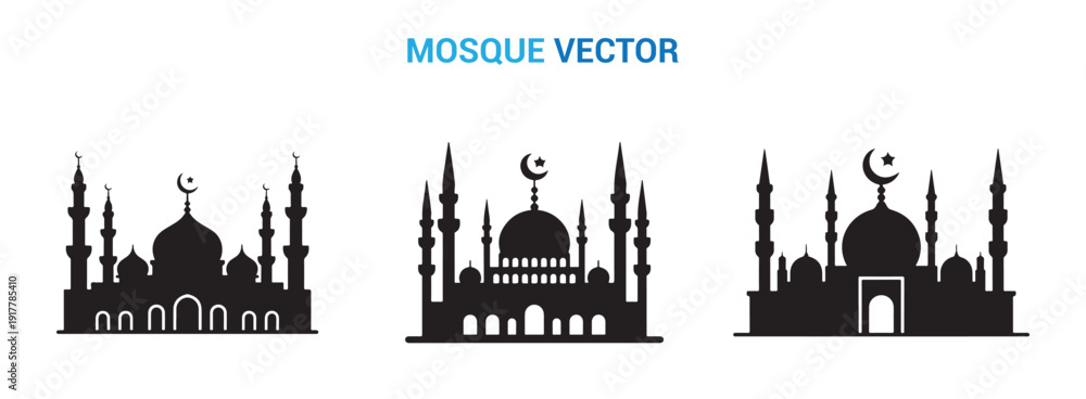Fototapeta premium Islamic, Masjid, Silhouette Premium Mosque Vector Collection Illustration eps 10