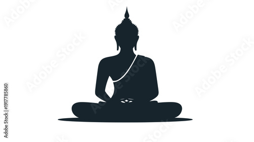 Silhouette of a Meditating Buddha in Tranquil Setting
