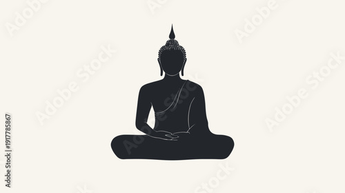 Silhouette of a Meditating Buddha on Light Background