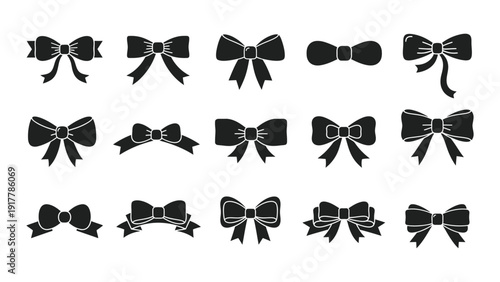 coquette ribbon bow icon silhouette vector illustration isolated