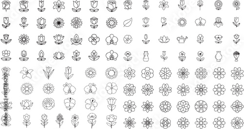 Collection of Various Simple Line Icons.