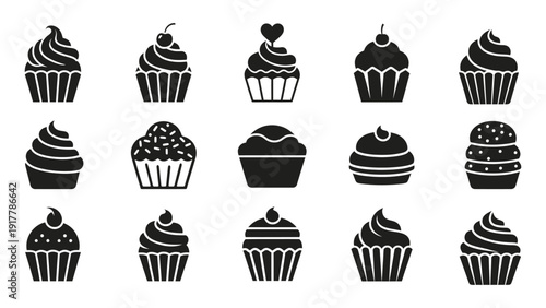 Cup cake icon silhouette vector illustration isolated