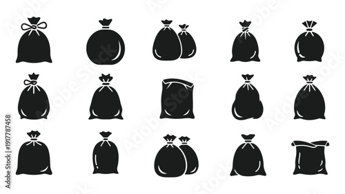 Garbage bag icon silhouette vector illustration isolated