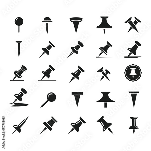 Push pin icon silhouette vector illustration isolated
