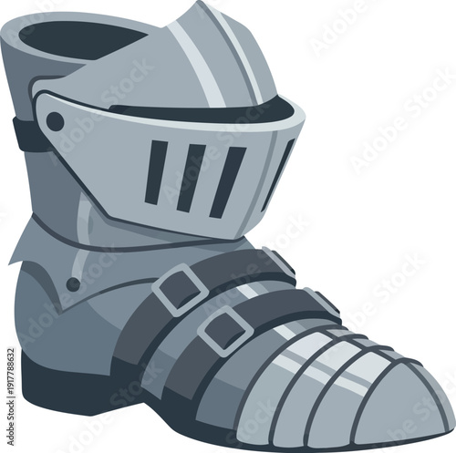Medieval Knight Armor Boot Vector Illustration – Steel Sabaton Clipart for Fantasy and History Designs