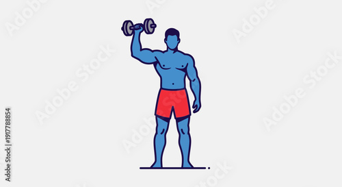 Man lifting a dumbbell for a shoulder workout, illustration of fitness