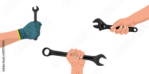 hand holding a wrench