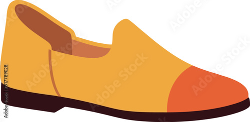 Stylish Yellow and Orange Loafer Shoe Illustration Isolated on White Background