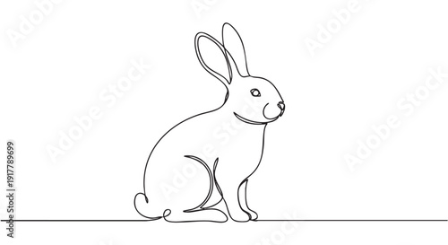 Minimalist line art illustration of a rabbit. Clean and simple design, perfect for Easter, spring, children's books, or nature-themed projects. Vector format for easy scaling.