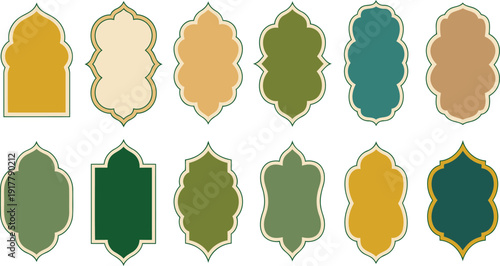 Islamic frame shapes, arabic window designs, mosque architecture elements