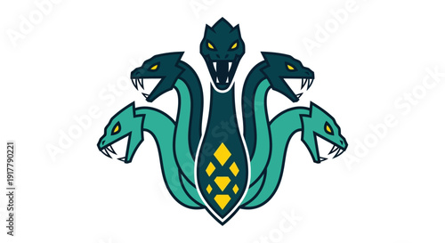 Medusa Hydra Monster Logo.