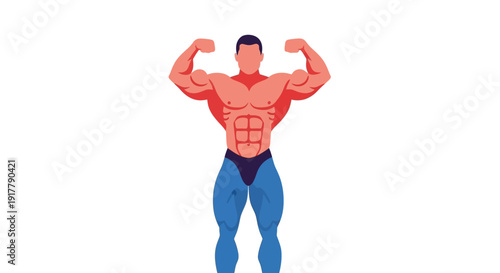 Muscular Man Flexing Arms.