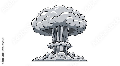 Nuclear Explosion Cloud Illustration.