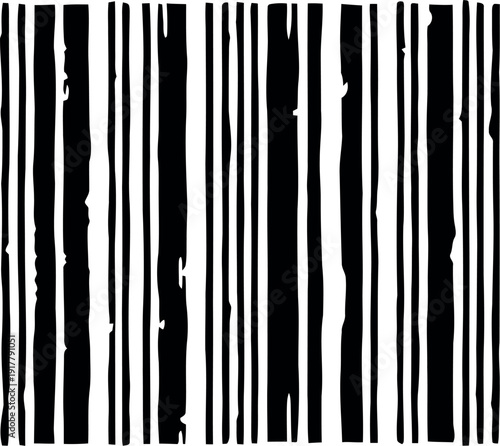 Hand Drawn Black and White Vertical Striped Seamless Pattern for Modern Textile and Wallpaper Design