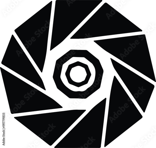 silhouette circular camera shutter diaphragm icon for photography logo vector design