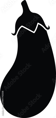 silhouette eggplant isolated on white background healthy food vegetable vector design