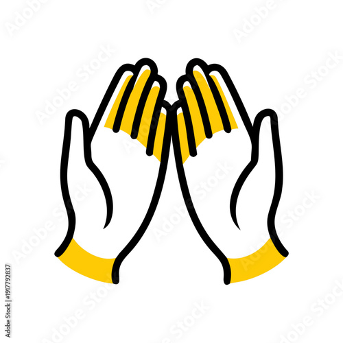Islamic Dua Prayer Hands Ramadan Line Vector Icon