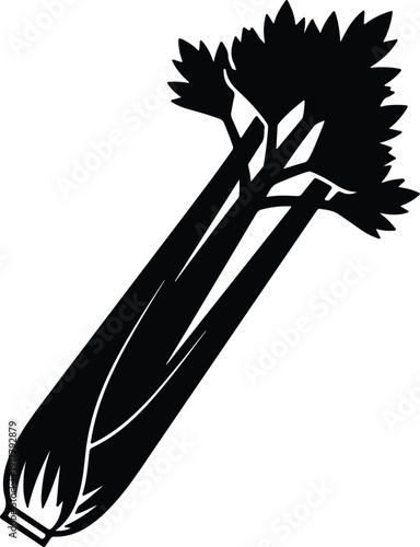 silhouette fresh organic celery stalk with leaves for healthy food vector design